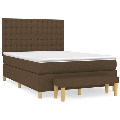  Krevet s oprugama i madracem tamnosmeđi 140 x 190 cm od tkanine Slike