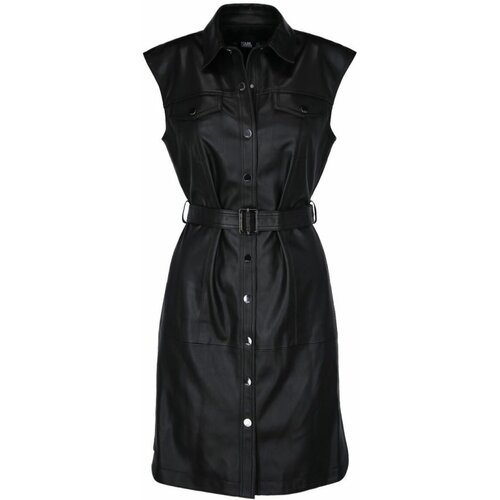 Karl Lagerfeld - Crna šik haljina od eko kože Slike