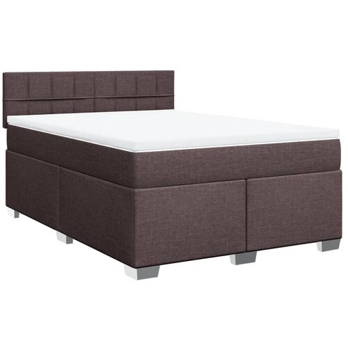 vidaXL Box spring postelja z vzmetnico temno rjav 140x190 cm blago, (21308769) Cene