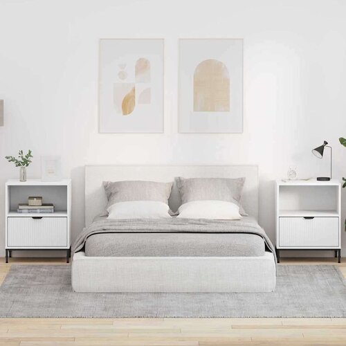  Noćni ormarići 2 pcs Bijelo 49 x 36 x 61 cm Konstruirano drvo Slike