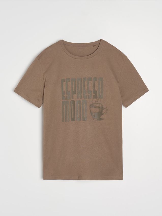 Sinsay Pamučna majica s natpisom Espresso Mood Slike
