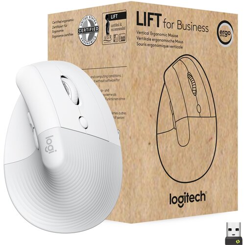 Logitech Lift for Business Vertical mouse ergonomic 6 buttons wireless Bluetooth 2.4 GHz Bolt USB receiver off-white" Cijene