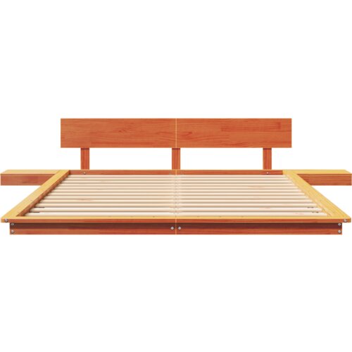  Krevet s podnom konstrukcijom s noćnim ormarićima u boji voska 150x200cm od čvrstog drva Slike