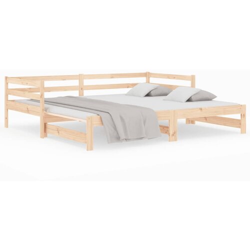 vidaXL Izvlečna dnevna postelja 2x(80x200) cm trdna borovina, (20937226) Cene