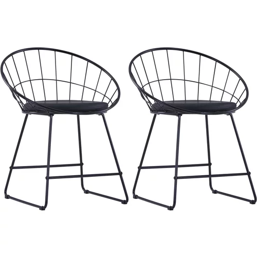  Stolice sa sjedalima od umjetne kože 2 kom crne čelične