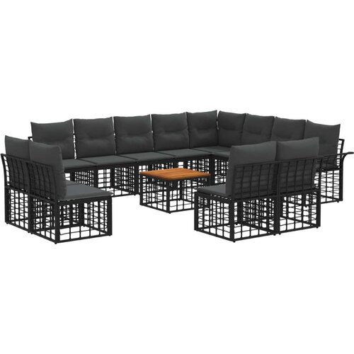  Set vanjskih sofa 13 pcs Crna i tamno siva Poliester - Crna i tamno siva sa stolom Cene