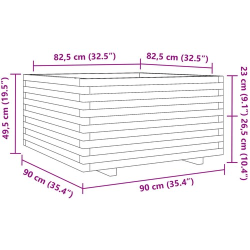  Vrtna sadilica bijela 90x90x49,5 cm od masivne borovine Slike