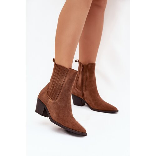Boto Suede Women&amp;#039;s Ankle Boots On Heels Insulated Camel Arelia Slike