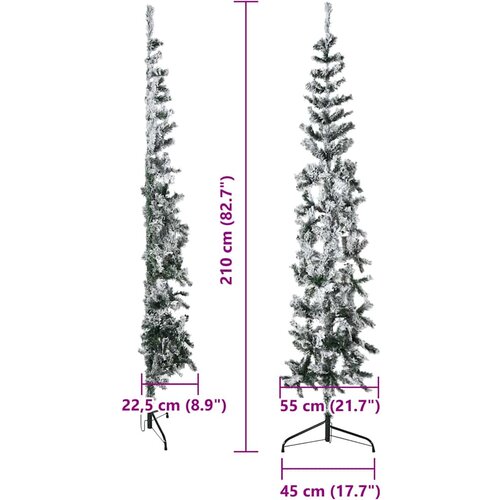  Tanka umjetna polovica božićnog drvca sa snijegom 210 cm Slike