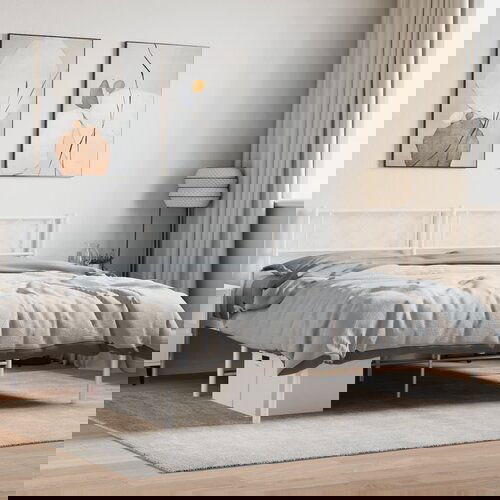 VidaXL Metalni okvir za krevet s uzglavljem bijeli 135x190 cm Slike
