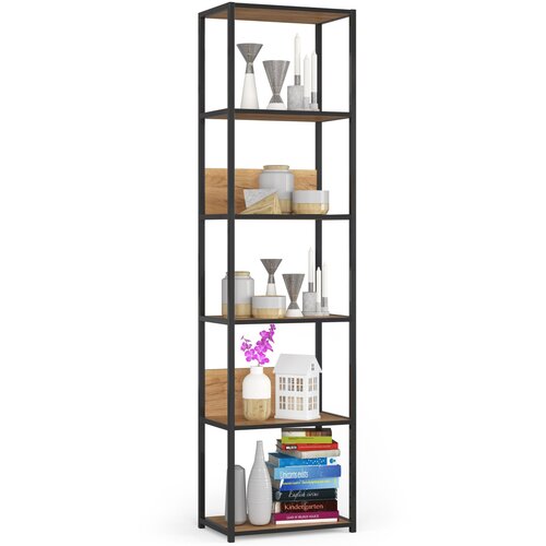 AKORD LOFT METAL SHELF 500 ČRNA/HRASTOVINA CRAFT, (21714308) Cene