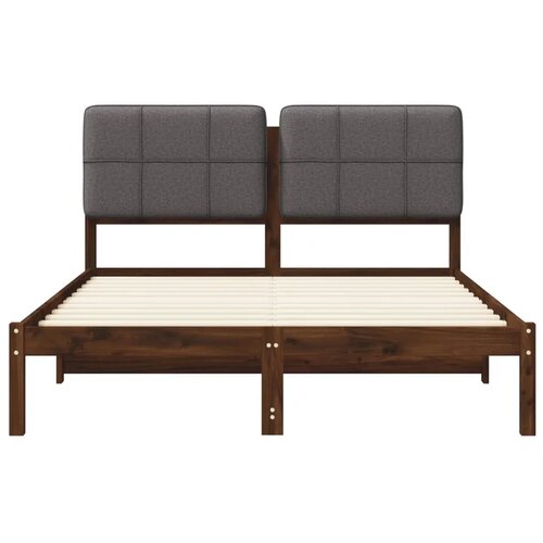  Krevetni okvir s tapiciranim uzglavljem - Tamnosmeđa i svjetlosiva 140 x 190 cm Slike