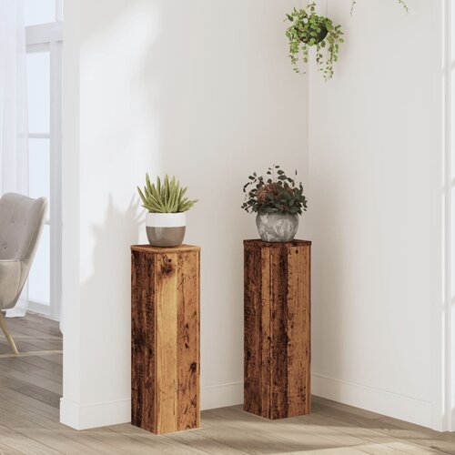 vidaXL Stalci za biljke 2 kom boja starog drva 17 x 17 x 60 cm drveni Cijene