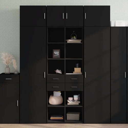 vidaXL Visoka omara črna 70x42,5x185 cm inženirski les Cene