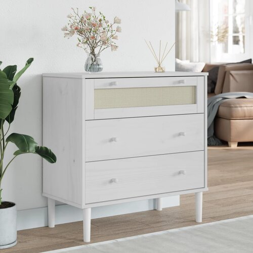 VidaXL Predalnik SENJA bel 80x40x80 cm trdna borovina Slike