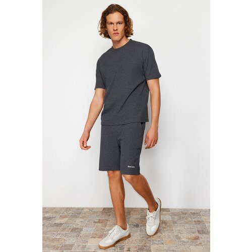 Trendyol Gray Tracksuit Set Relaxed With Text Embroidered Shorts Slike