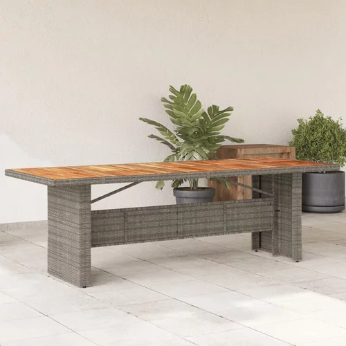 vidaXL Vrtna miza z leseno akacijevo ploščo siva 240x90x75 cm PE ratan