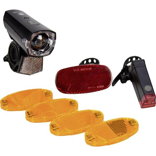 Fischer fahrrad reflektor 85345 led baterijski pogon crna Slike