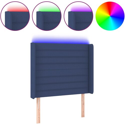 Maison Chic led posteljno vzglavje - vzglavna omarica - nočna omarica modro 93x16x118/128 cm blago, (21711436) Slike