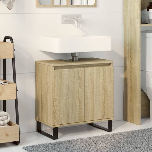 vidaXL Kopalniška omarica sonoma hrast 58x33x60 cm inženirski les Cene