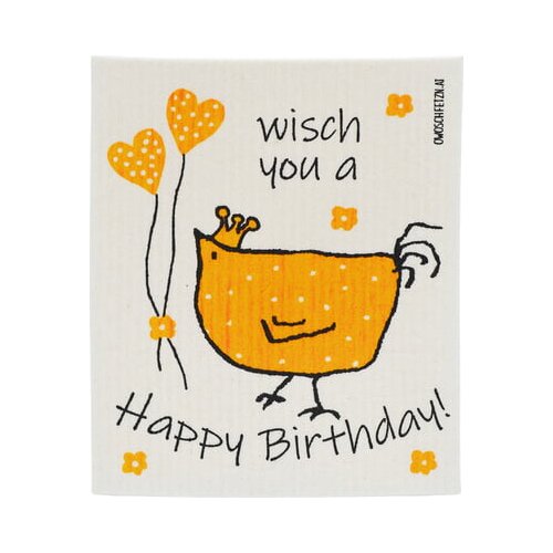 OWOSCHFETZN Gobasta krpa "Kokoš Berta - Happy Birthday" - Rumena Cene
