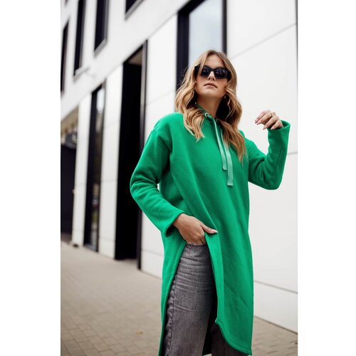 Fasardi Oversized warm green tunic with asymmetrically cut side Slike