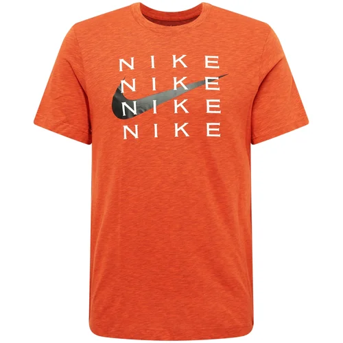 Nike Funkcionalna majica oranžno rdeča / črna / bela