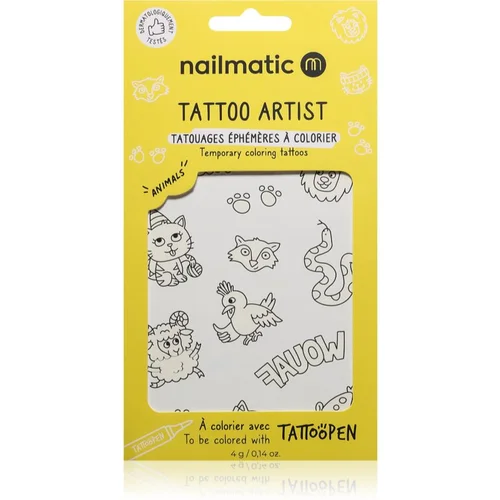 Nailmatic Tattoo Artist Temporary Coloring Tattoos tetovaža za otroke 3 y+ Animals 9x16,3 cm