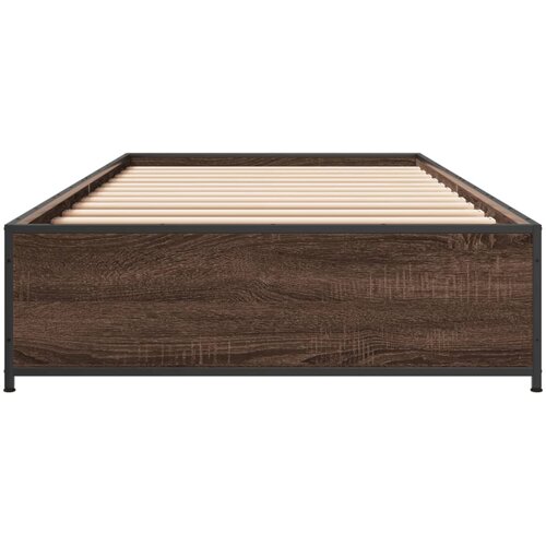  Okvir za krevet smeđi hrast 75x190 cm konstruirano drvo i metal Slike
