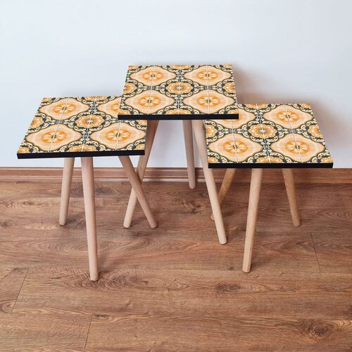 Hanah home 3Shp53 - Orange OrangeGreen Nesting Table (3 Pieces) Cene