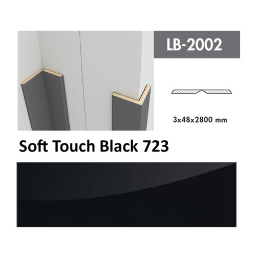 AGT profil Zidni MDF LB-2002 Soft Touch Black (723) 2800x48x3mm ( 026-062 ) Cene