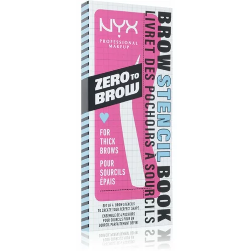 NYX Professional Makeup Zero To Brow Stencil Book Šablone za obrve 02 Thick 4 kom