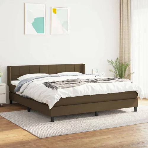  Box spring postelja z vzmetnico temno rjava 180x200 cm blago, (20899003)