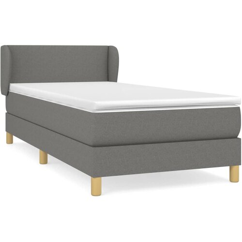  Krevet s oprugama i madracem tamnosivi 90x200 cm od tkanine Slike