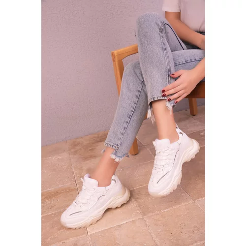 Soho White-Silver Women's Sneakers 18110