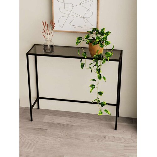 Hanah home komoda Lisa, 80 cm, crna / dimljeno staklo Slike