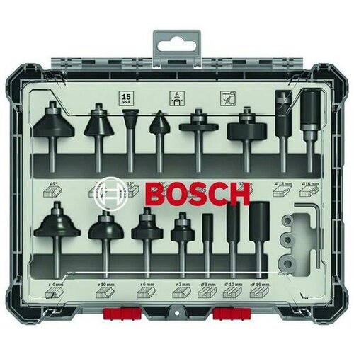 Bosch 15-delni set glodala za drvo standard 6mm Slike