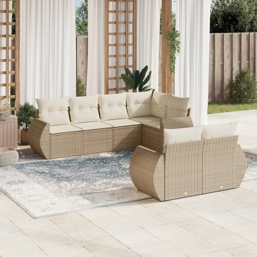 vidaXL 7-dijelni set vrtnih sofa od poliratana s jastucima bež Cene