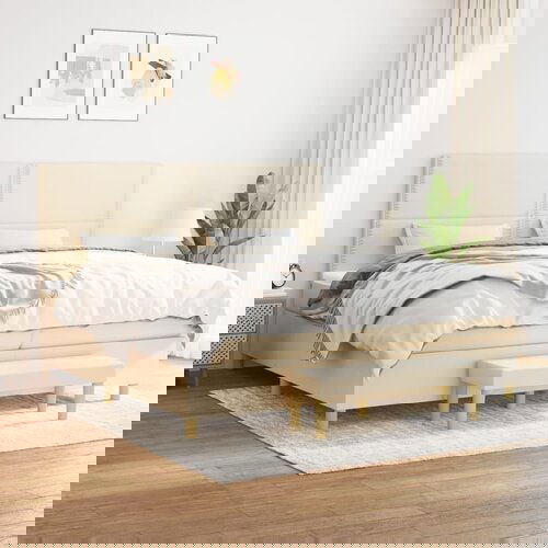 The Living Store Box spring postelja z vzmetnico krem 200x200 cm blago - Box Spring Postelja, (21513807) Cene
