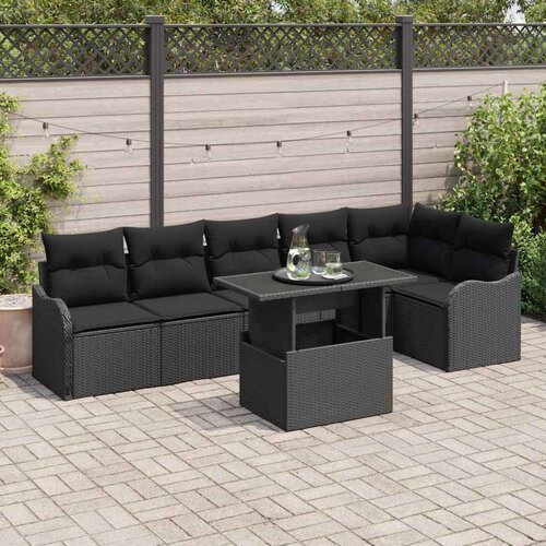  Sjedeća garnitura za vrt 7 kom. Svijetlo Poli Ratan 287,5 x 122,5 x 85 cm Slike