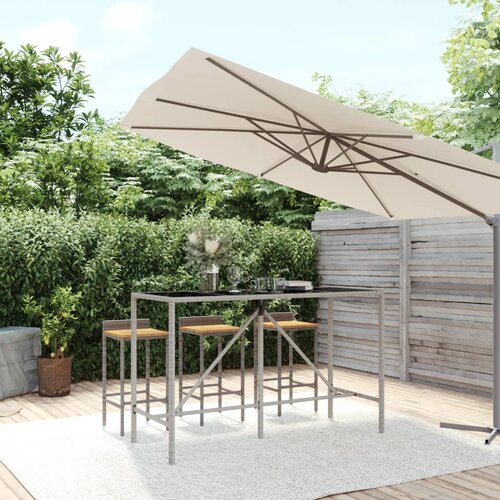 VidaXL Barski stol sa staklenom pločom sivi 180x70x110 cm poliratan Slike