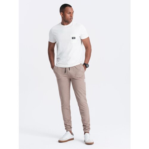 Ombre Men&amp;#039;s structured knit sweatpants - coffee Slike