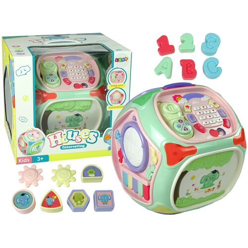 Interaktivna kocka sa telefonom, sortirkom, te raznim oblicima i brojevima - tirkizna Cijene