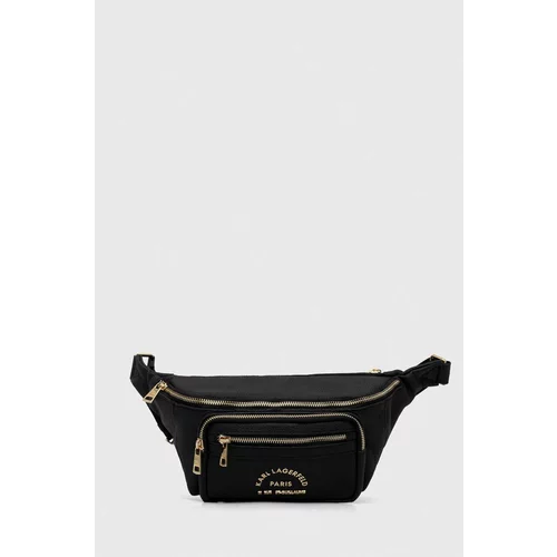 Karl Lagerfeld Usnjena opasna torbica črna barva