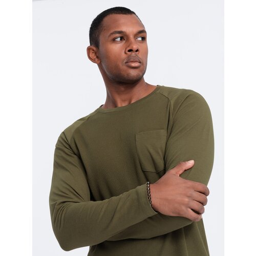 Ombre Men's longsleeve with "waffle" structure - olive Cene