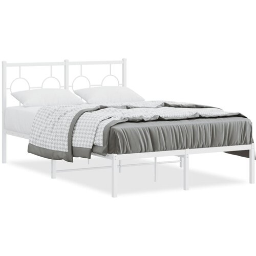 VidaXL Metalni okvir za krevet s uzglavljem bijeli 120 x 190 cm Slike