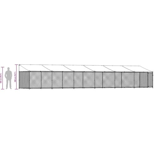  Kavez za pse s krovom i vratima sivi 12x2x2 m pocinčani čelik Slike