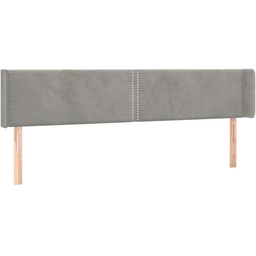 VidaXL Vzglavje z u&amp;scaron;esi svetlo sivo 203x16x78/88 cm žamet, (20738521) Slike