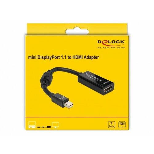 Delock 65099 Mini-DisplayPort / HDMI adapter [1x mu&amp;scaron;ki konektor mini DisplayPort - 1x ženski konektor HDMI] crna 12 cm Slike