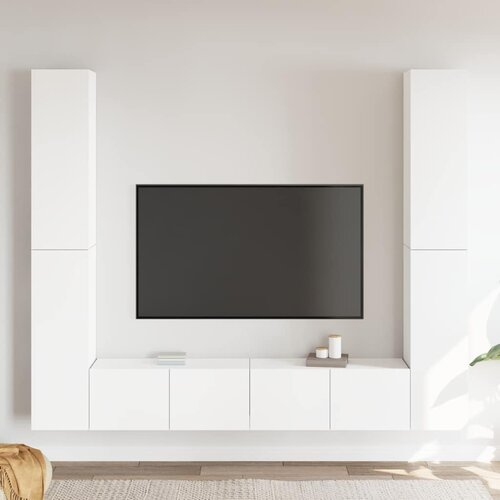  6-dijelni set TV ormarića bijeli od konstruiranog drva Slike